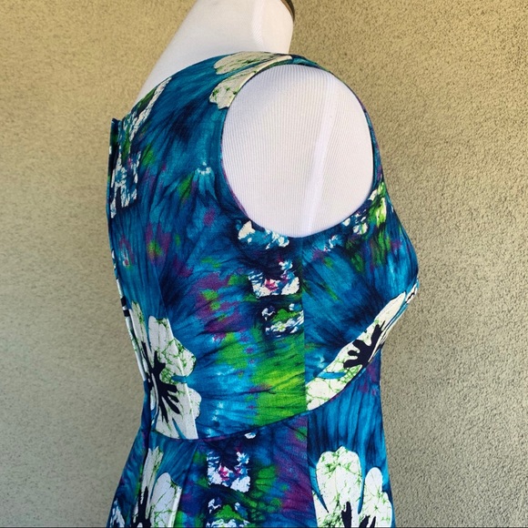 🌺 Vintage 70s Barkcloth Muumuu Dress Tie-Dye 🌺 - Picture 11 of 12